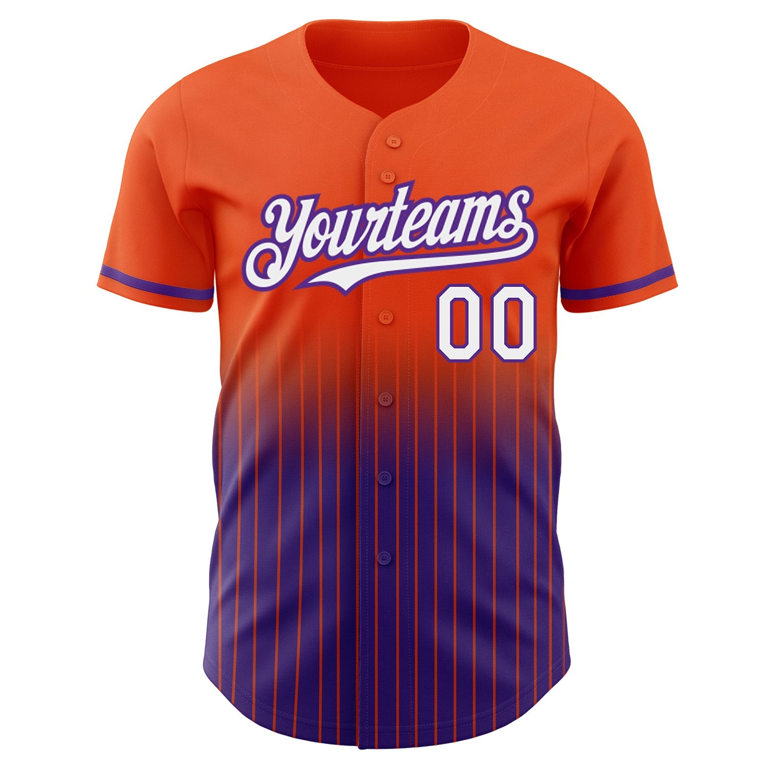 Custom Orange Pinstripe White-Purple Authentic Fade Fashion Baseball Jersey view 3