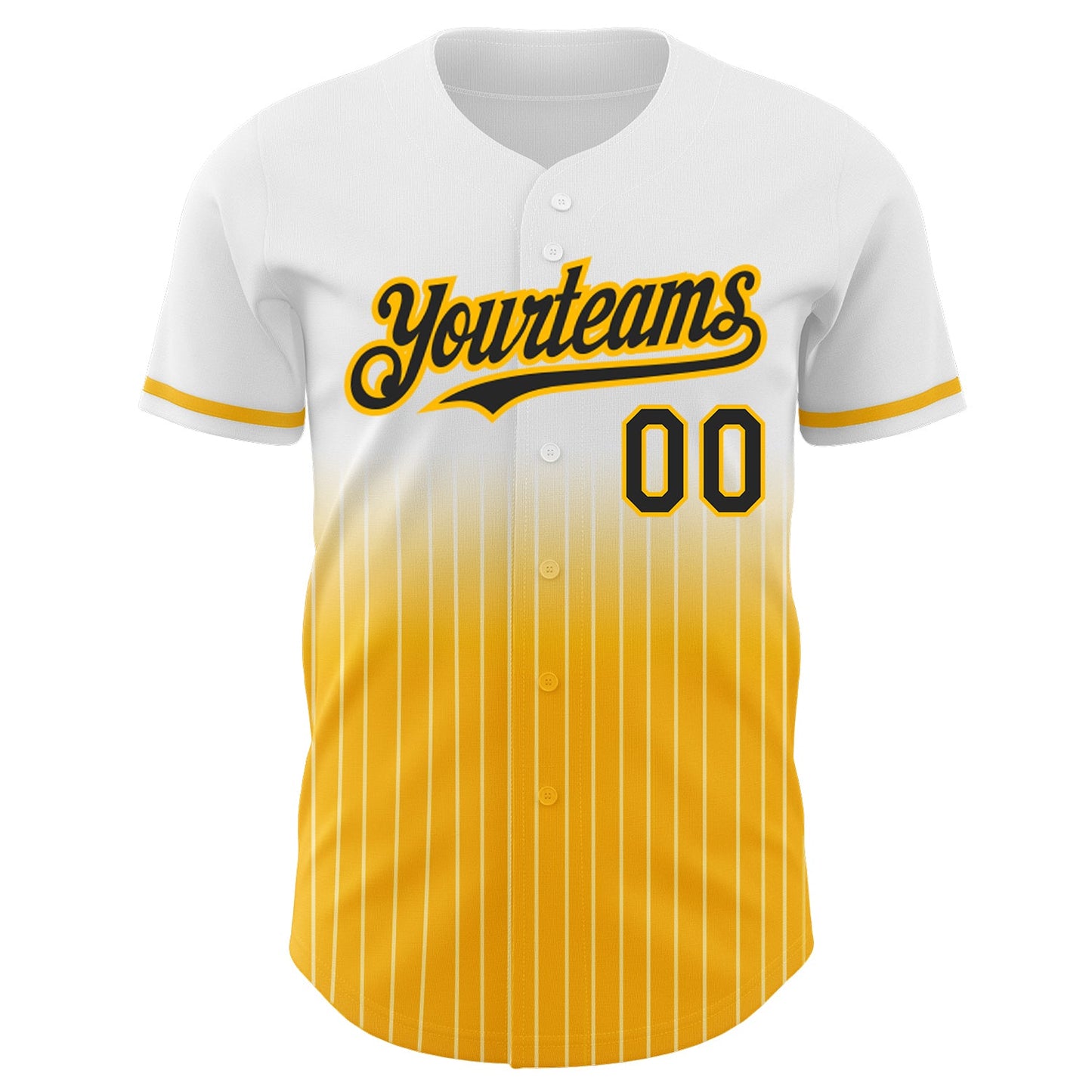Custom White Pinstripe Black-Gold Authentic Fade Fashion Baseball Jersey view 3
