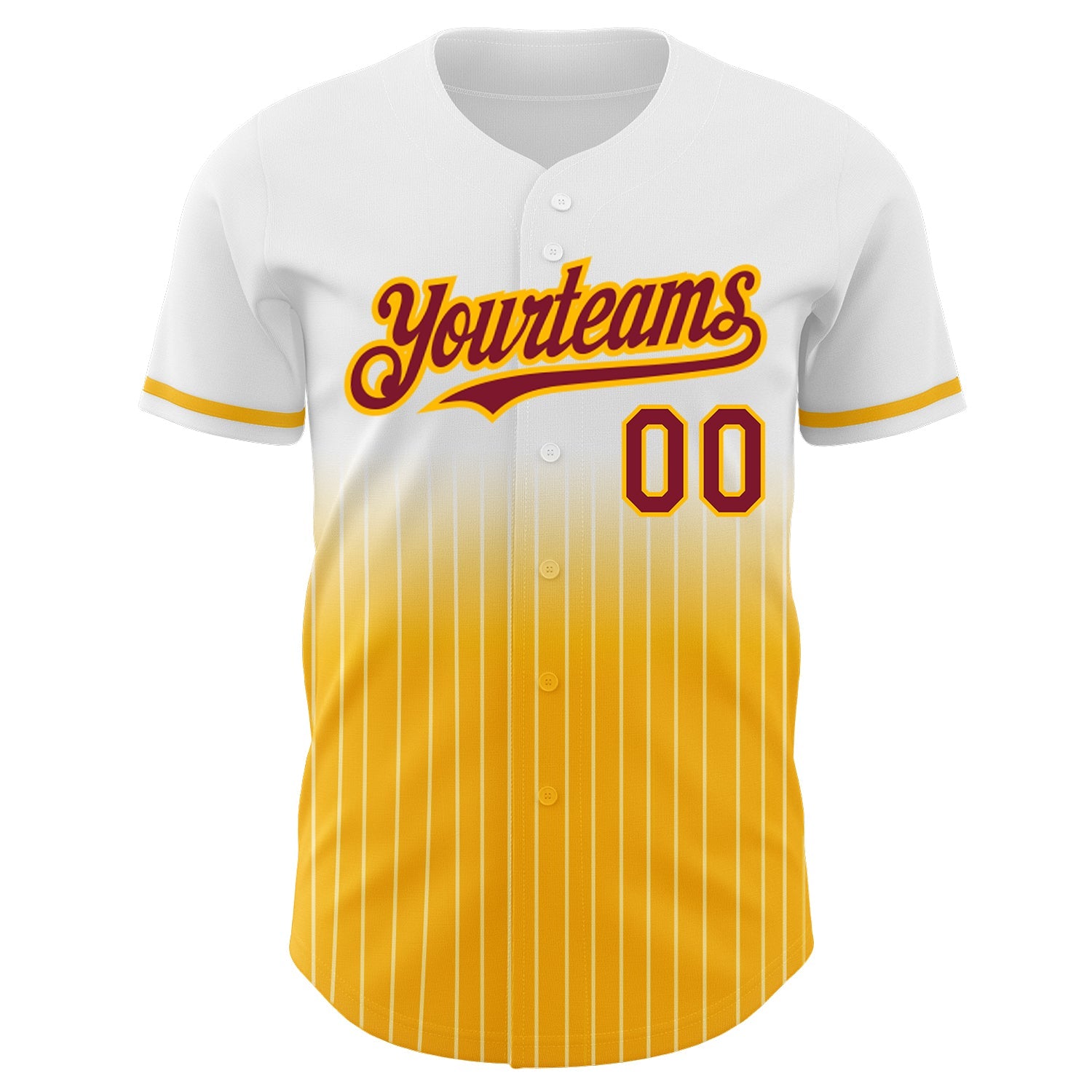 Custom White Pinstripe Crimson-Gold Authentic Fade Fashion Baseball Jersey view 3