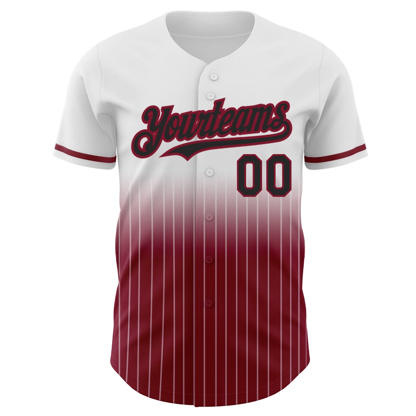Custom White Pinstripe Black-Crimson Authentic Fade Fashion Baseball Jersey view 3