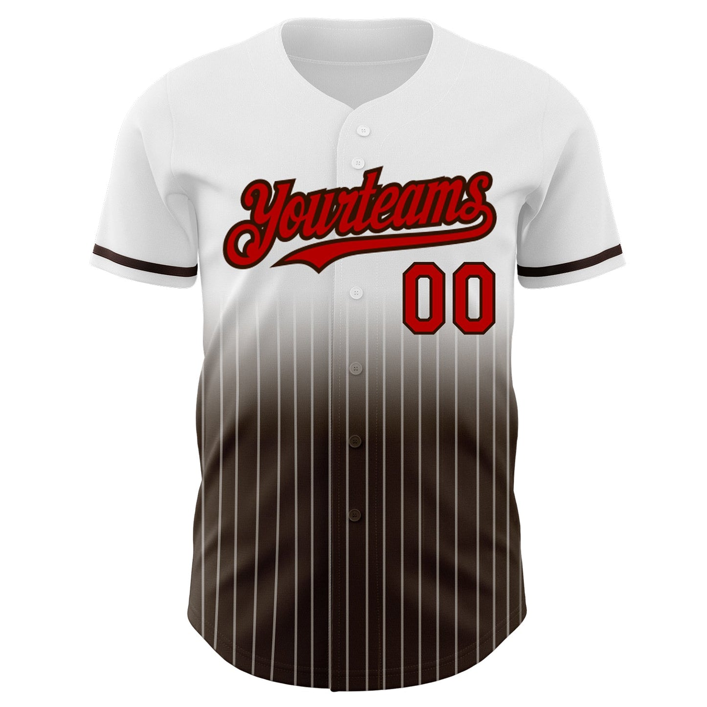 Custom White Pinstripe Red-Brown Authentic Fade Fashion Baseball Jersey view 3
