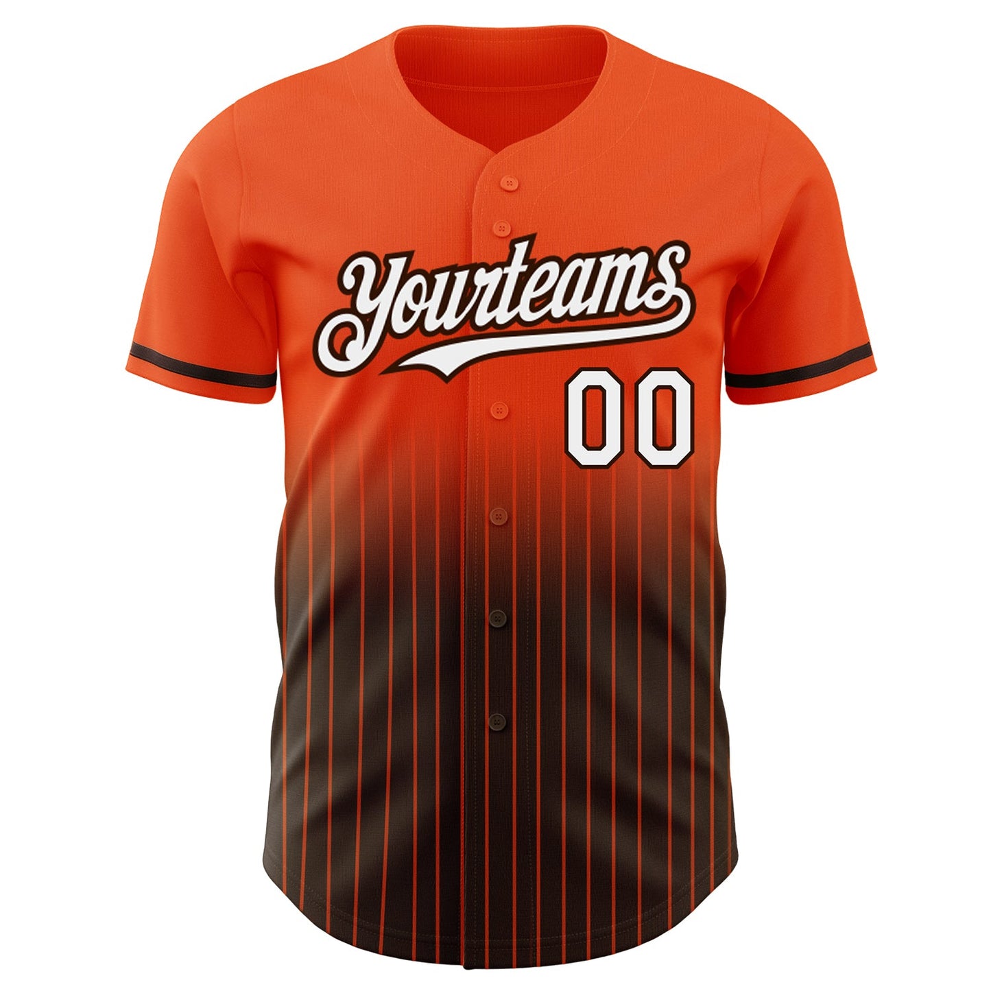 Custom Orange Pinstripe White-Brown Authentic Fade Fashion Baseball Jersey view 3