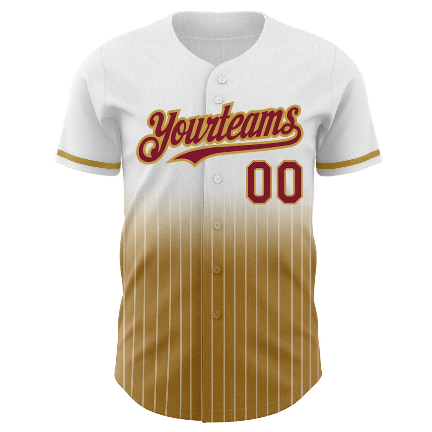 Custom White Pinstripe Crimson-Old Gold Authentic Fade Fashion Baseball Jersey view 3