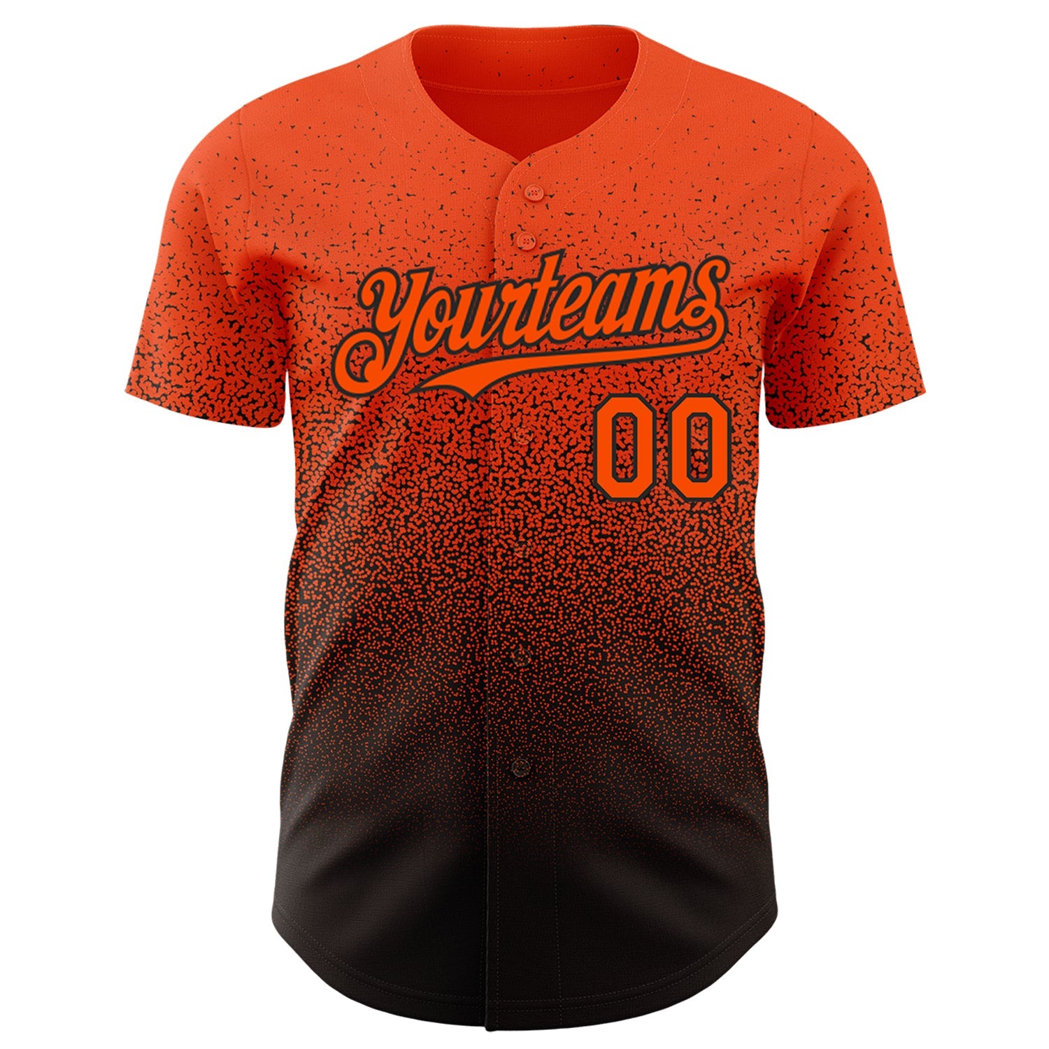 Custom Orange Black Authentic Fade Fashion Baseball Jersey view 2
