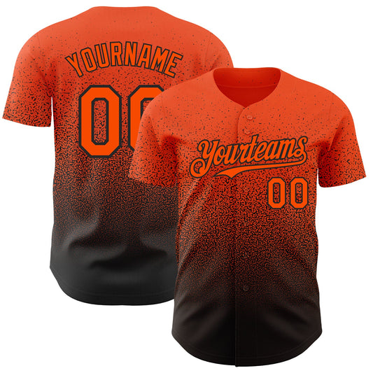 Custom Orange Black Authentic Fade Fashion Baseball Jersey - Main View