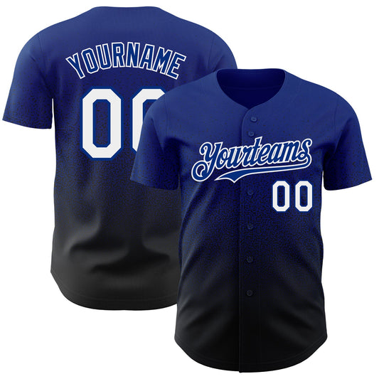 Custom Royal White-Black Authentic Fade Fashion Baseball Jersey - Main View