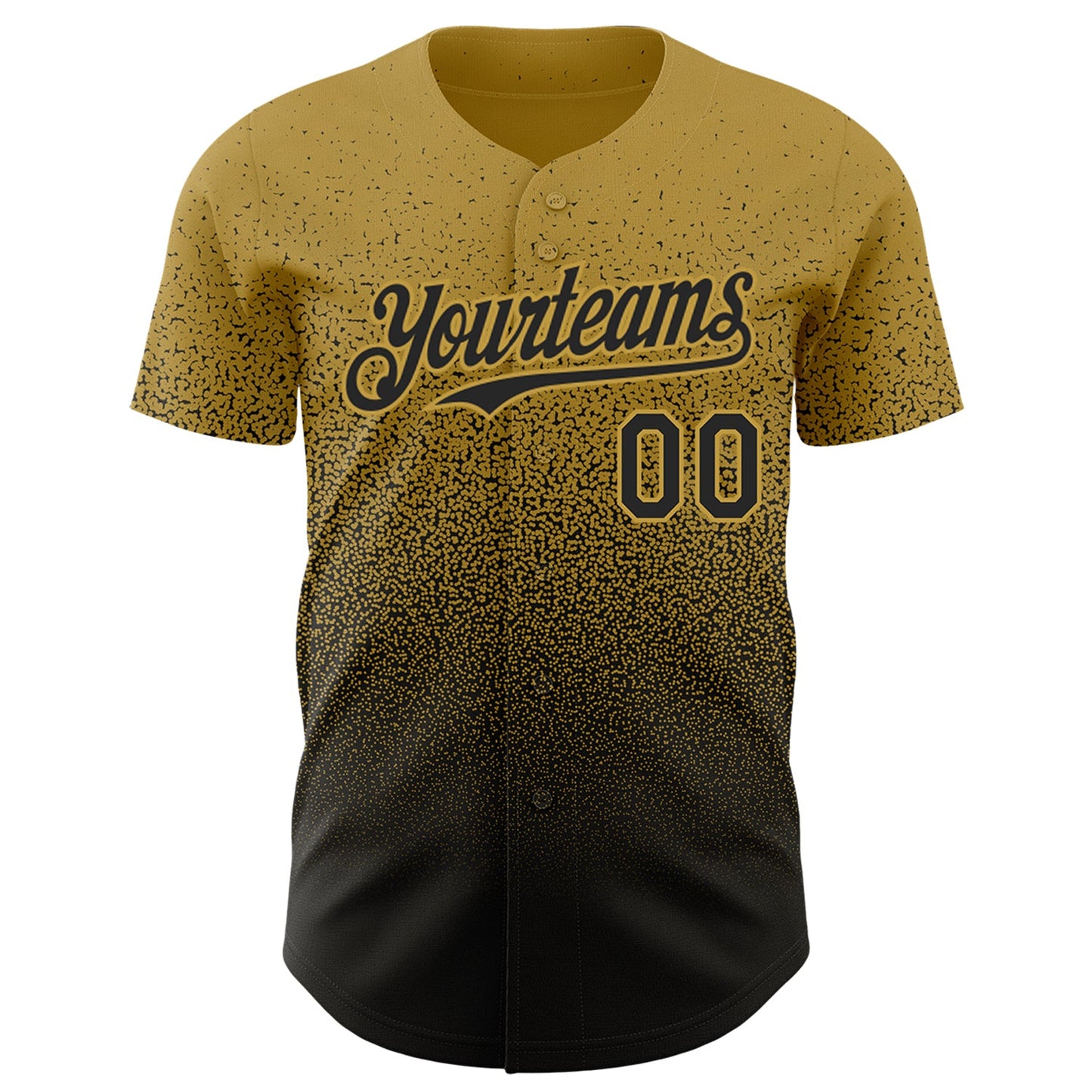 Custom Old Gold Black Authentic Fade Fashion Baseball Jersey view 2