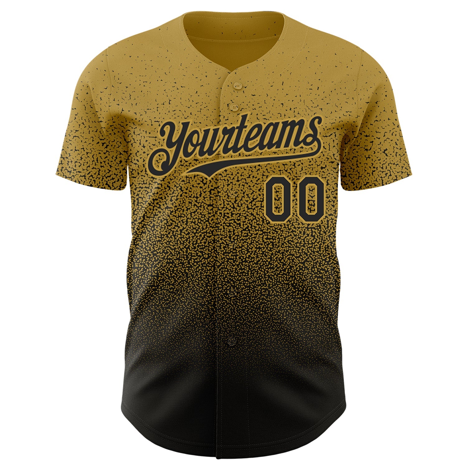 Custom Old Gold Black Authentic Fade Fashion Baseball Jersey view 2