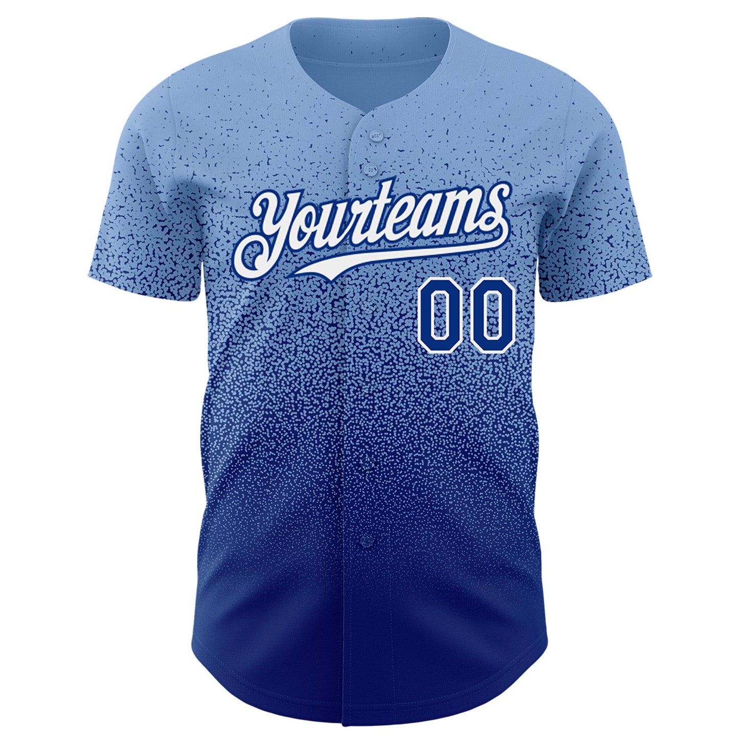 Custom Light Blue Royal-White Authentic Fade Fashion Baseball Jersey view 2