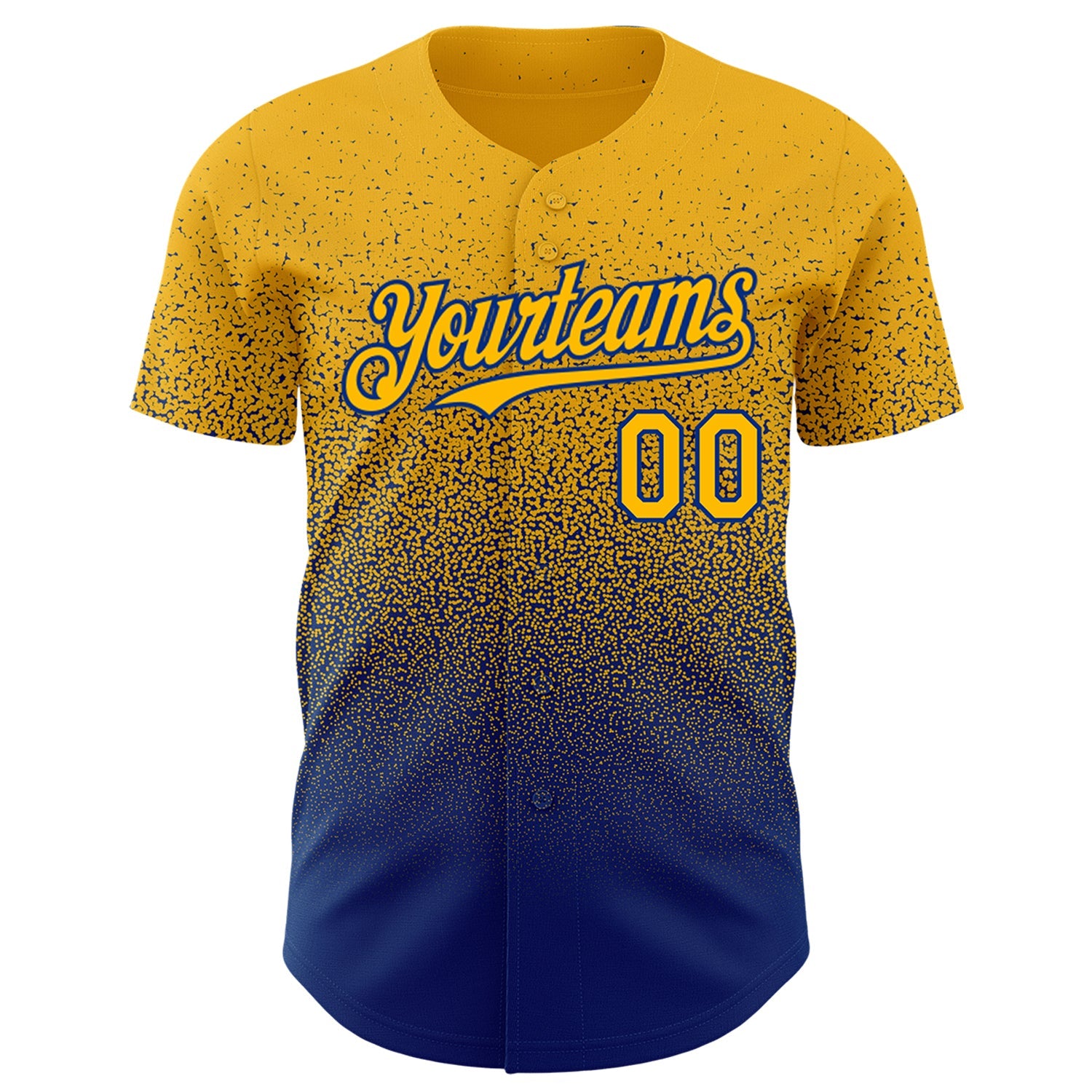 Custom Gold Royal Authentic Fade Fashion Baseball Jersey view 2