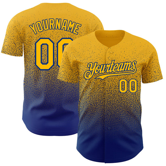 Custom Gold Royal Authentic Fade Fashion Baseball Jersey - Main View