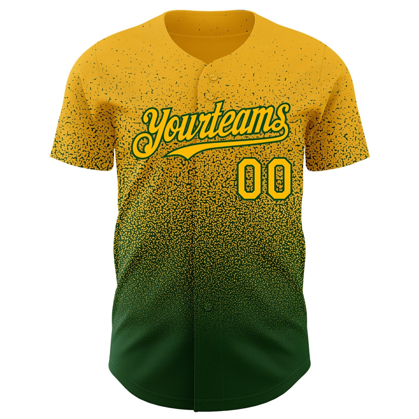 Custom Gold Green Authentic Fade Fashion Baseball Jersey view 2