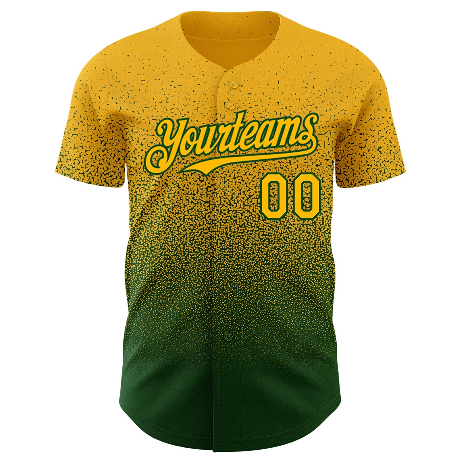 Custom Gold Green Authentic Fade Fashion Baseball Jersey view 2