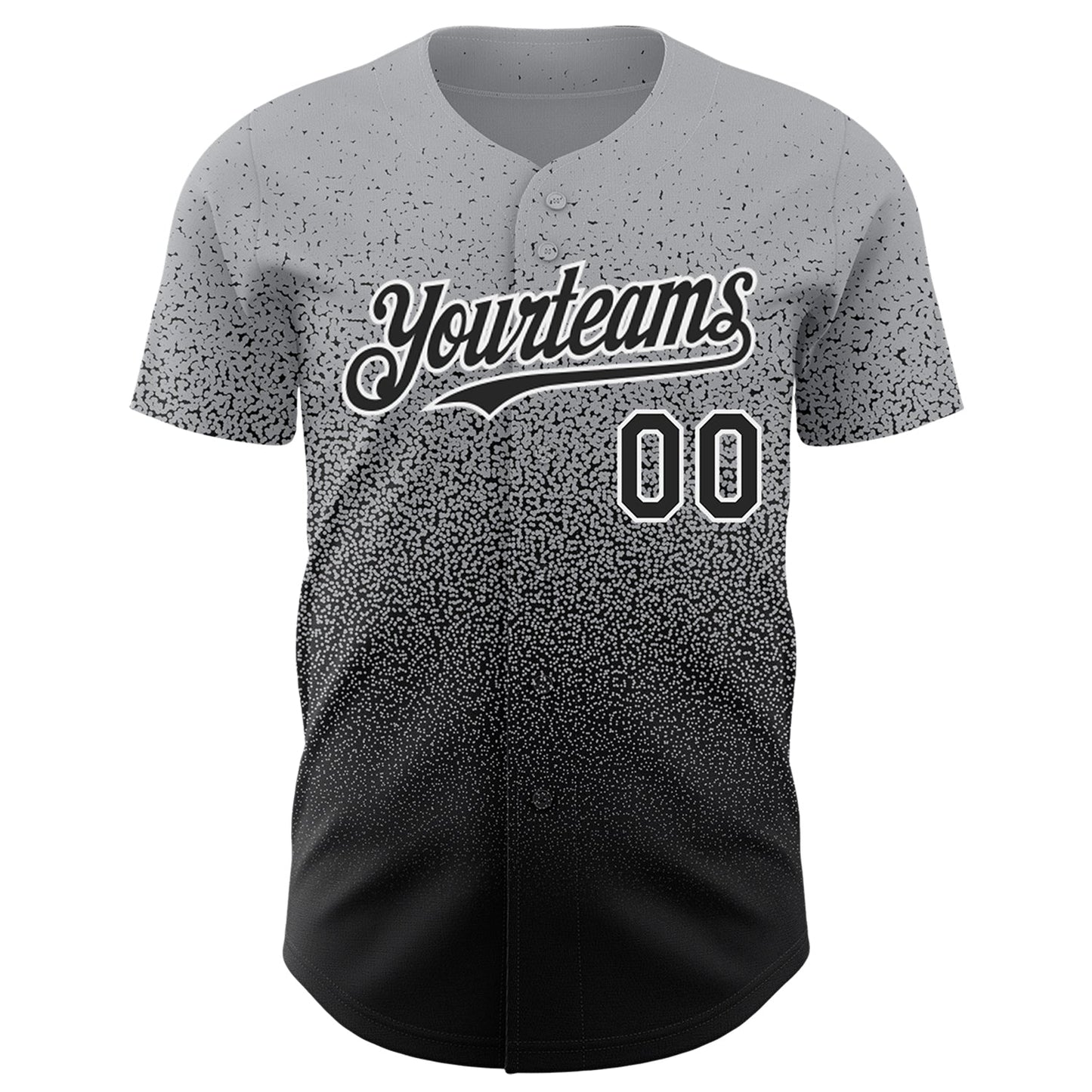 Custom Gray Black-White Authentic Fade Fashion Baseball Jersey view 2