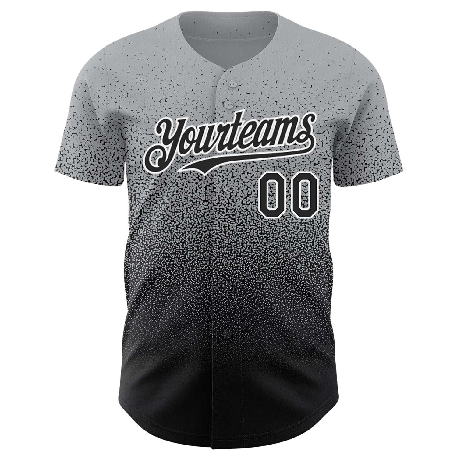Custom Gray Black-White Authentic Fade Fashion Baseball Jersey view 2