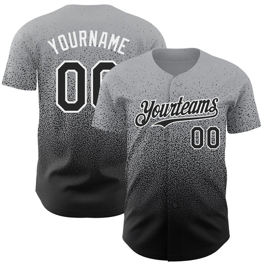 Custom Gray Black-White Authentic Fade Fashion Baseball Jersey - Main View