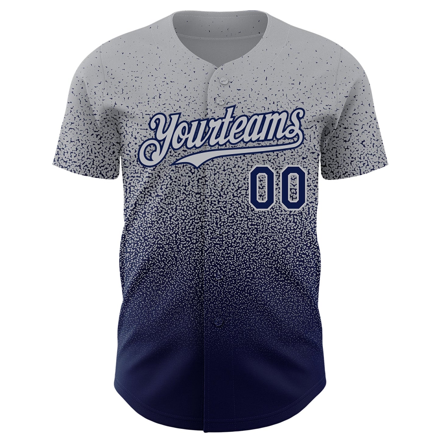 Custom Gray Navy Authentic Fade Fashion Baseball Jersey view 2