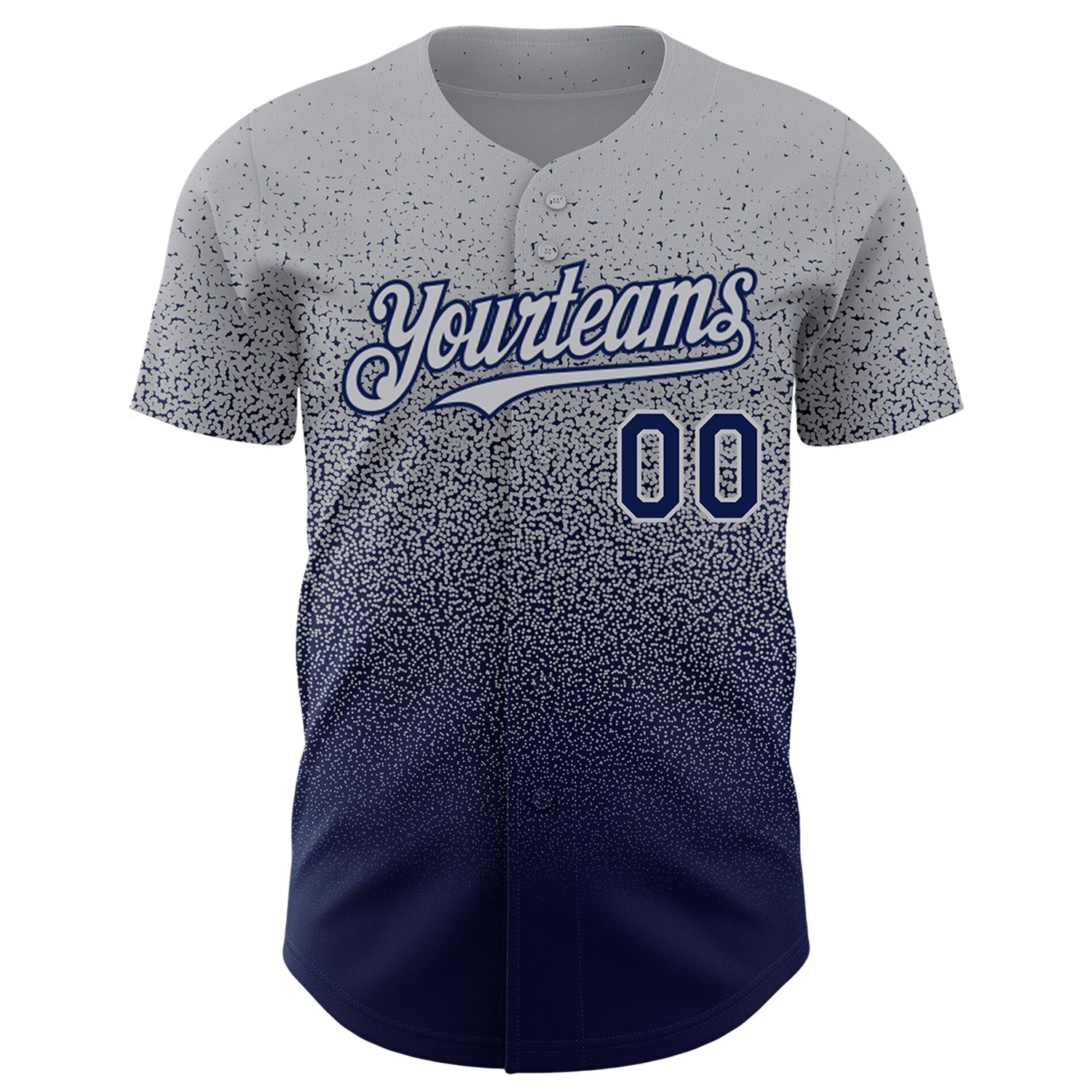 Custom Gray Navy Authentic Fade Fashion Baseball Jersey view 2