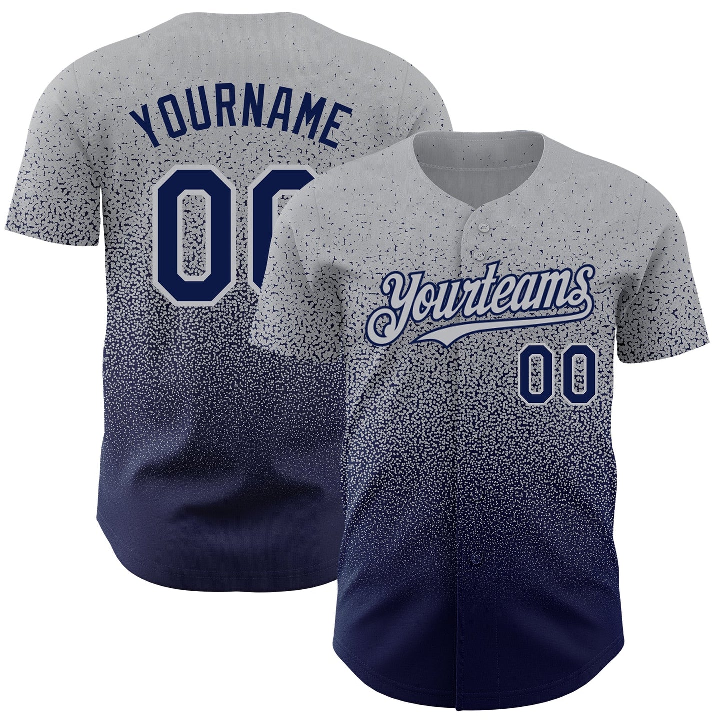Custom Gray Navy Authentic Fade Fashion Baseball Jersey - Main View