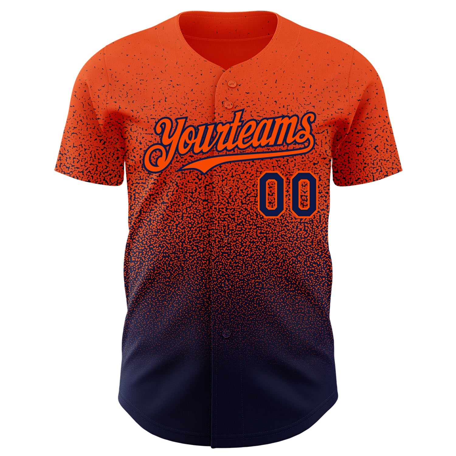 Custom Orange Navy Authentic Fade Fashion Baseball Jersey view 2