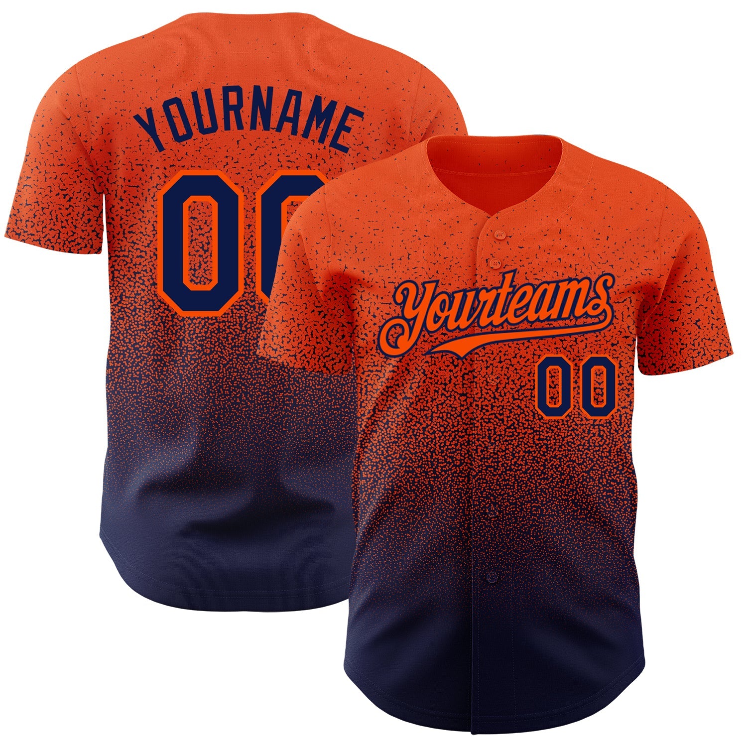Custom Orange Navy Authentic Fade Fashion Baseball Jersey - Main View