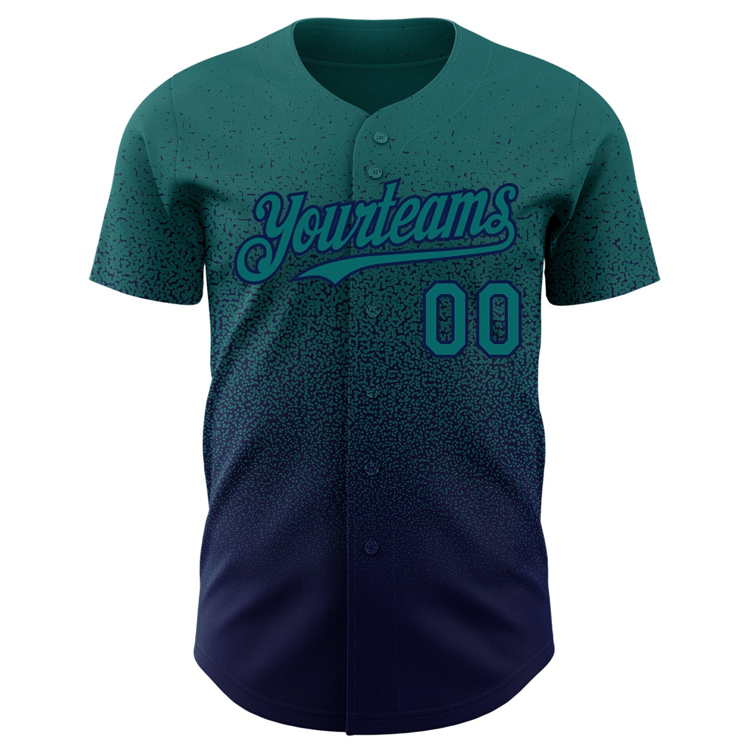Custom Teal Navy Authentic Fade Fashion Baseball Jersey view 2