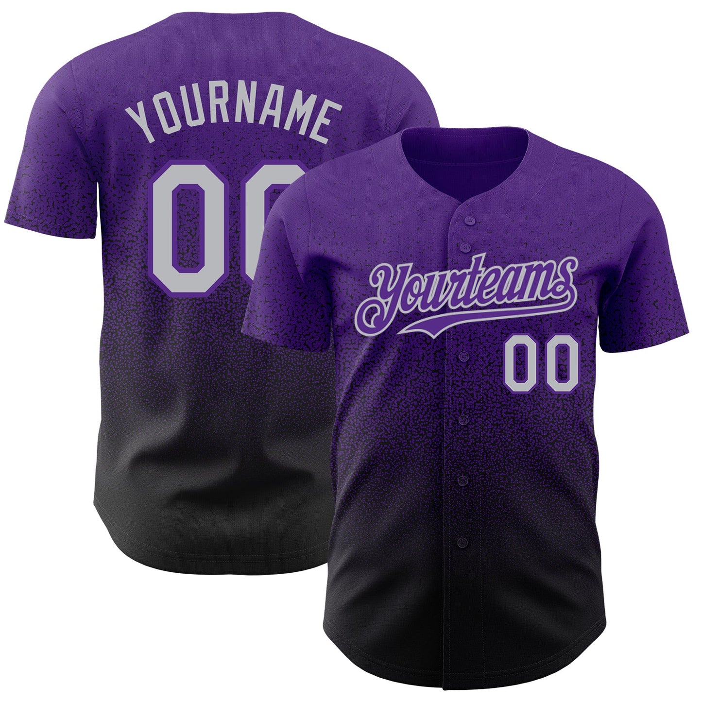 Custom Purple Gray-Black Authentic Fade Fashion Baseball Jersey - Main View