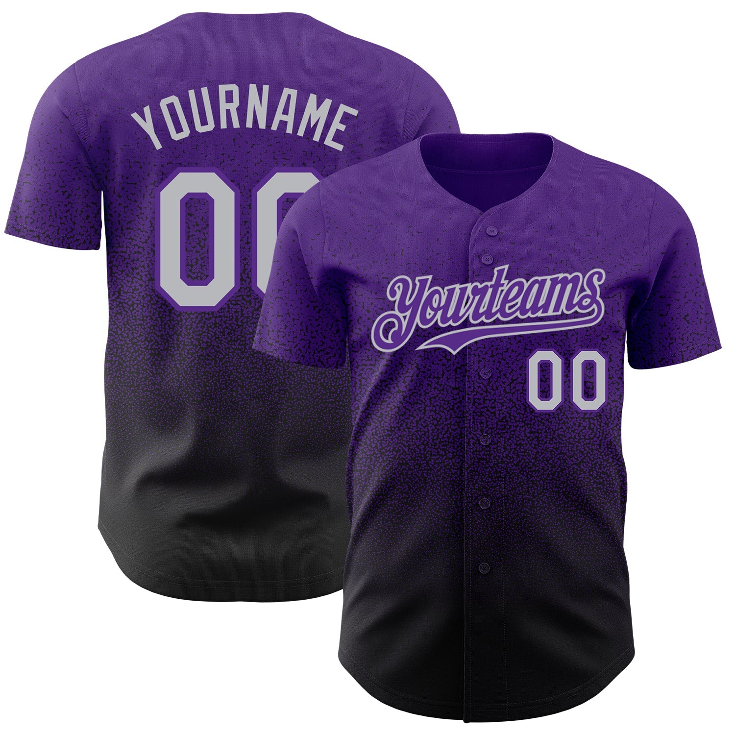 Custom Purple Gray-Black Authentic Fade Fashion Baseball Jersey - Main View
