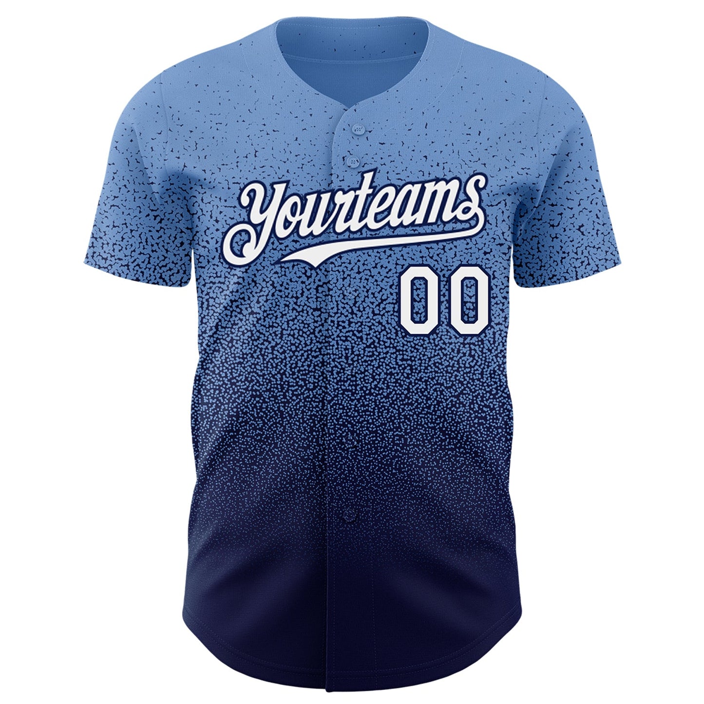Custom Powder Blue White-Navy Authentic Fade Fashion Baseball Jersey view 2