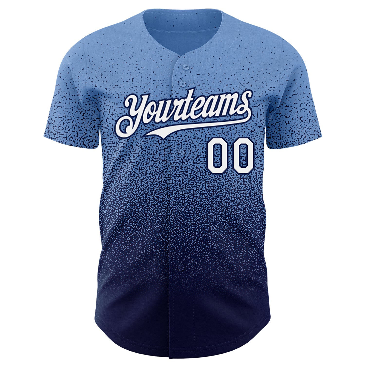 Custom Powder Blue White-Navy Authentic Fade Fashion Baseball Jersey view 2