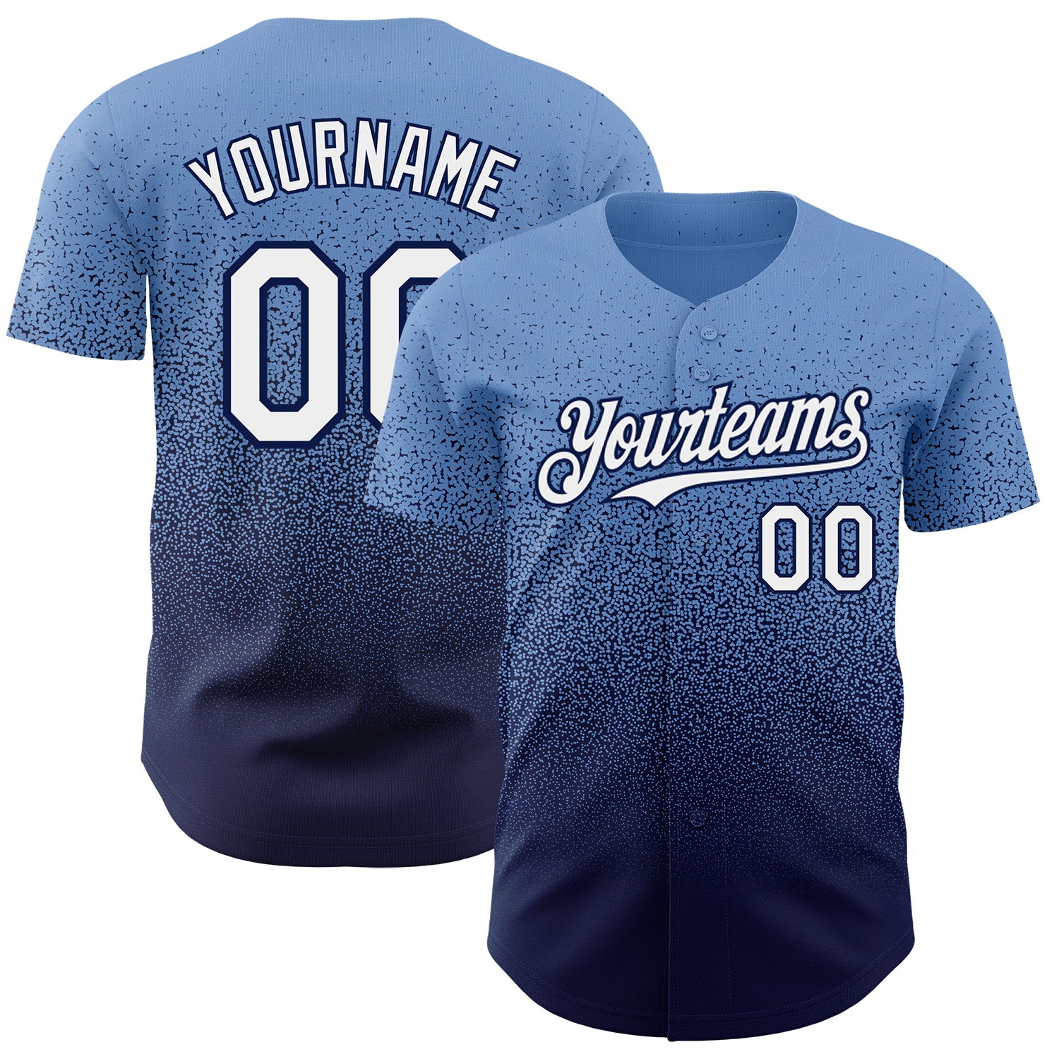 Custom Powder Blue White-Navy Authentic Fade Fashion Baseball Jersey - Main View