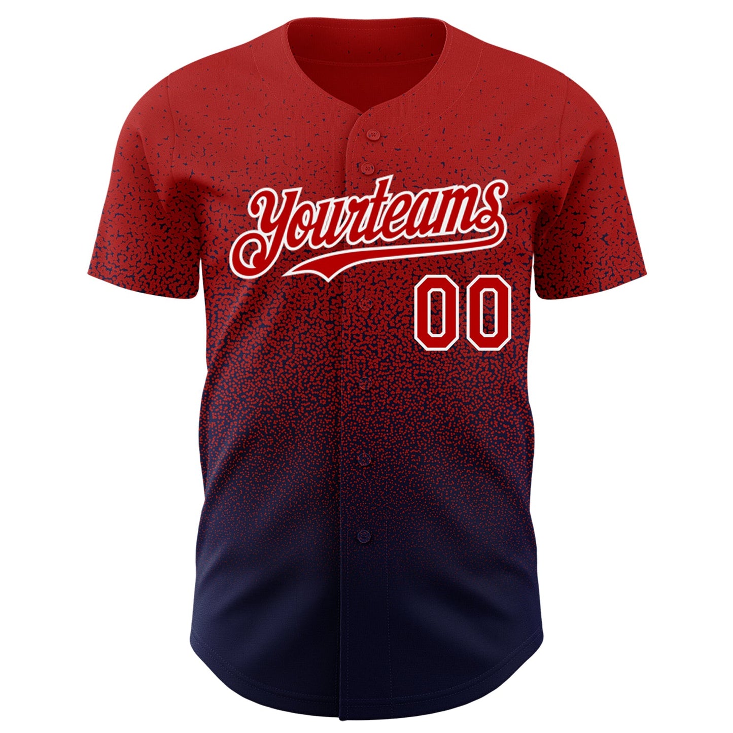 Custom Red Navy-White Authentic Fade Fashion Baseball Jersey view 2