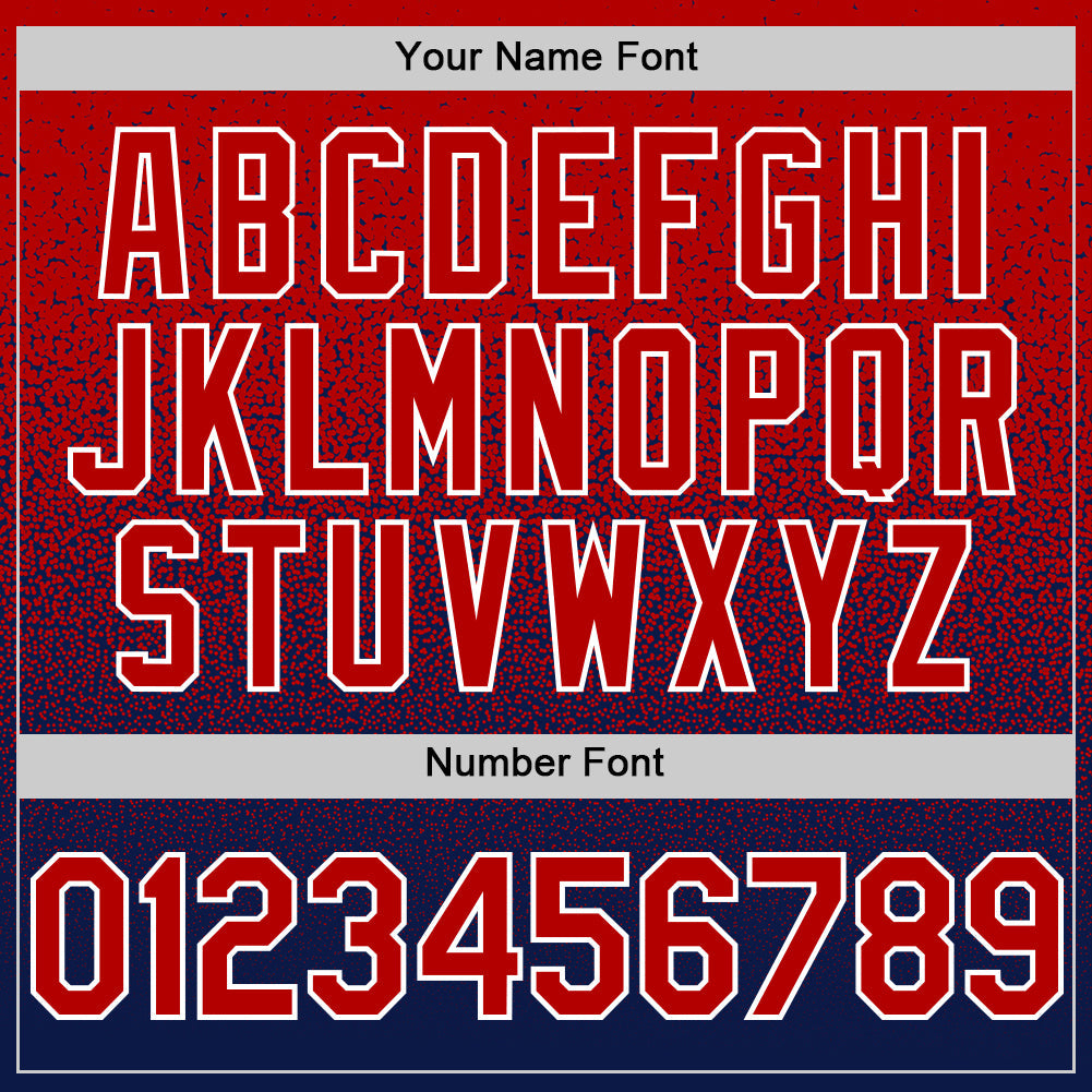 Custom Red Navy-White Authentic Fade Fashion Baseball Jersey view 5