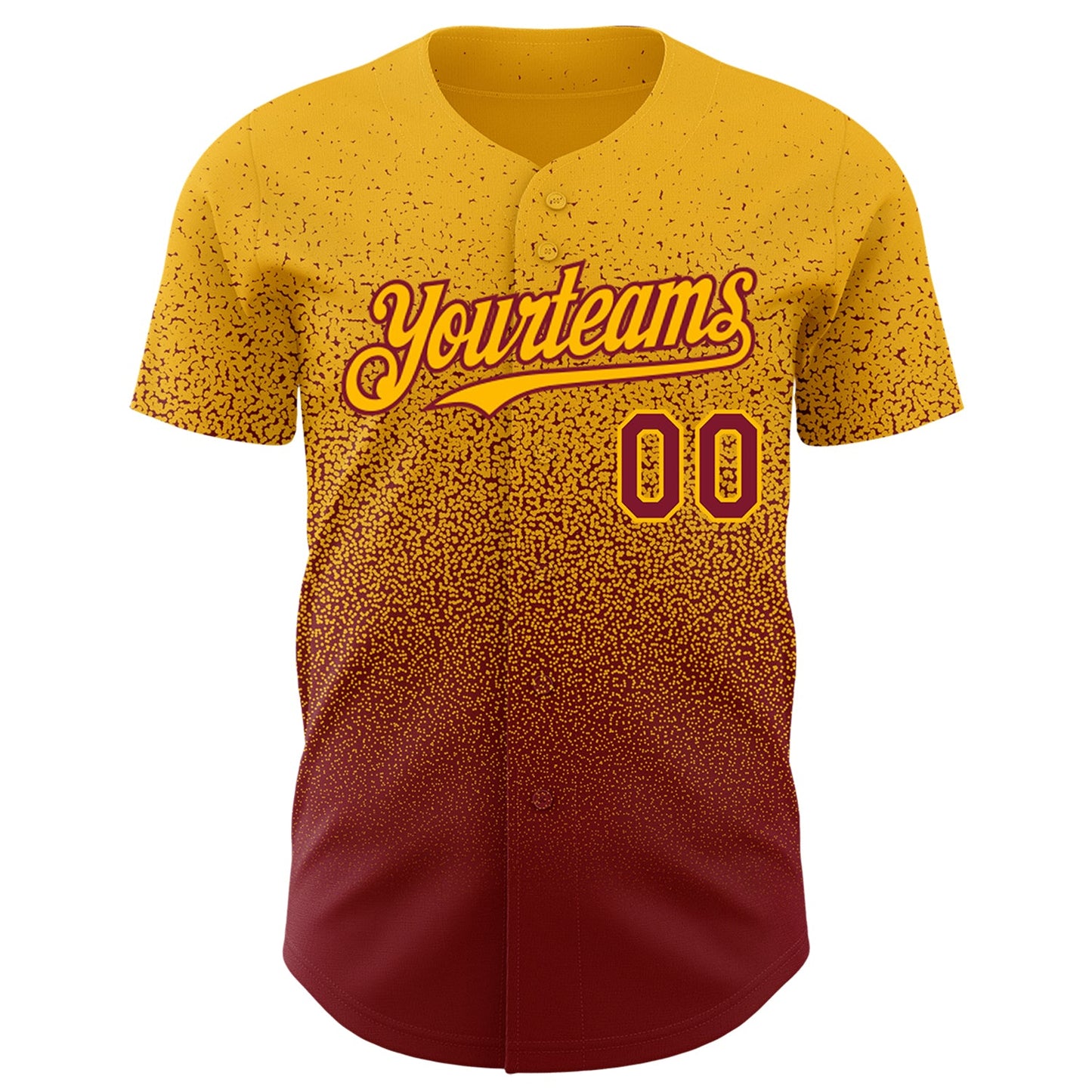 Custom Gold Crimson Authentic Fade Fashion Baseball Jersey view 2