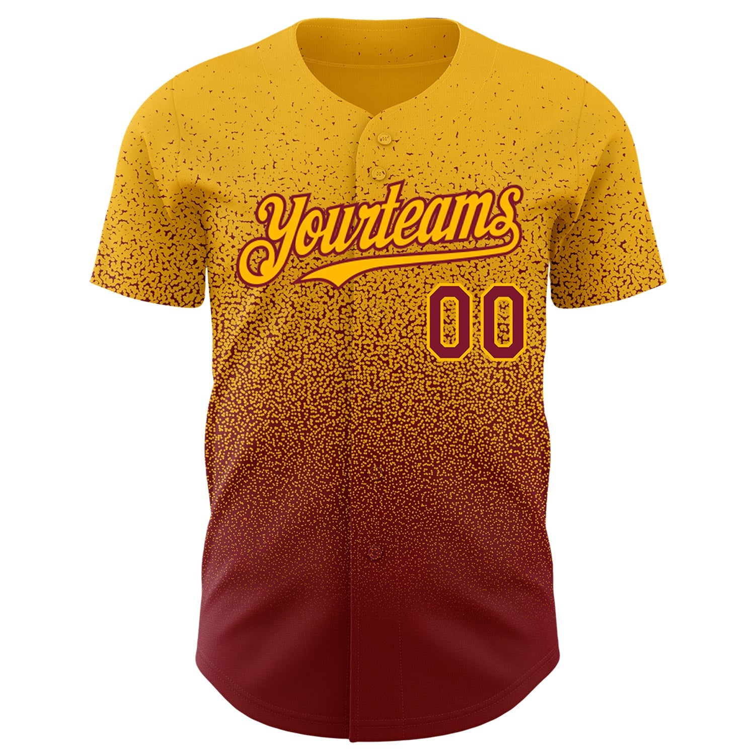 Custom Gold Crimson Authentic Fade Fashion Baseball Jersey view 2