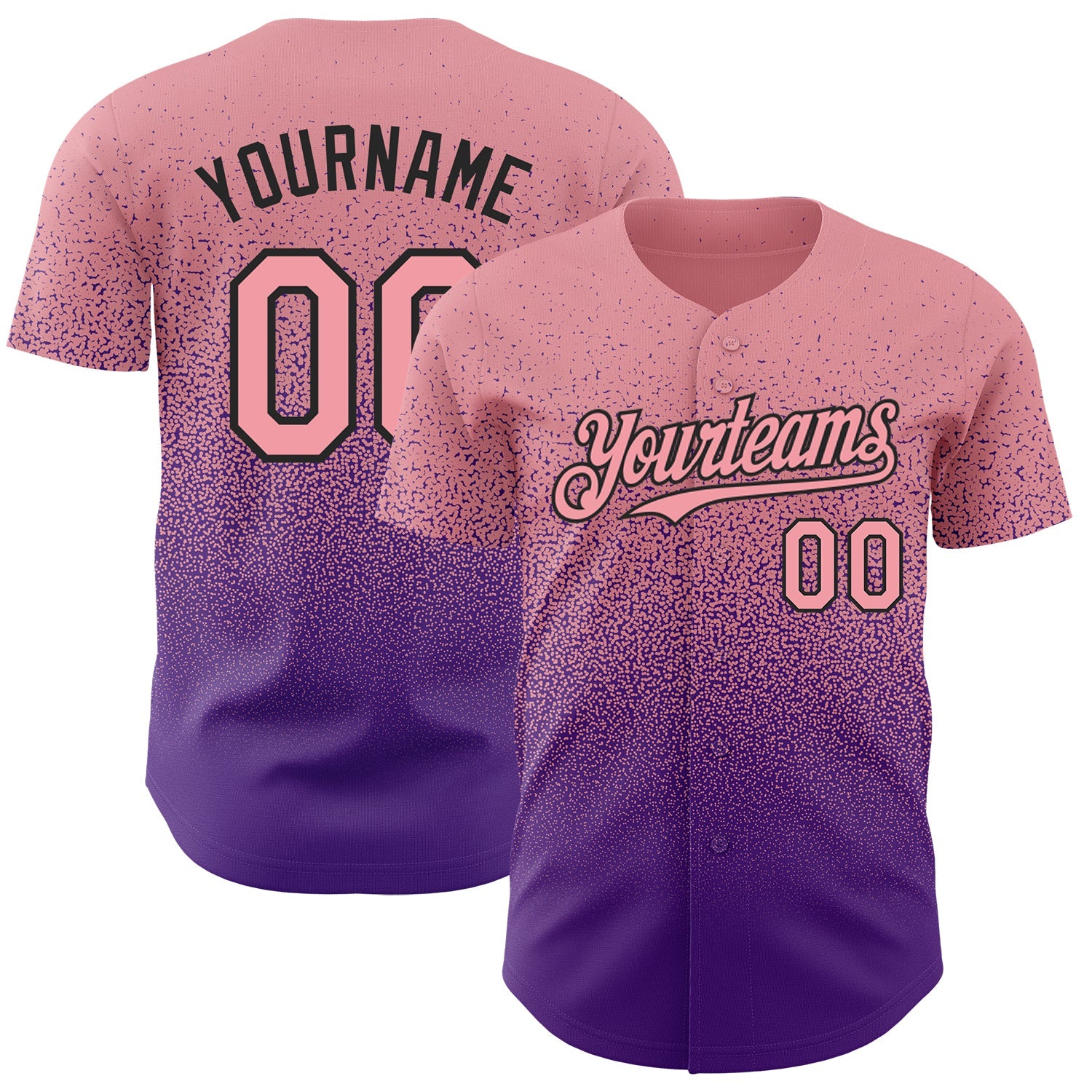 Custom Medium Pink Purple-Black Authentic Fade Fashion Baseball Jersey - Main View