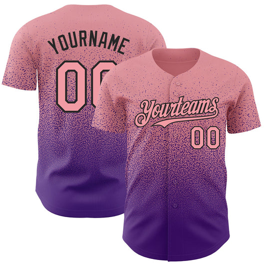 Custom Medium Pink Purple-Black Authentic Fade Fashion Baseball Jersey - Main View