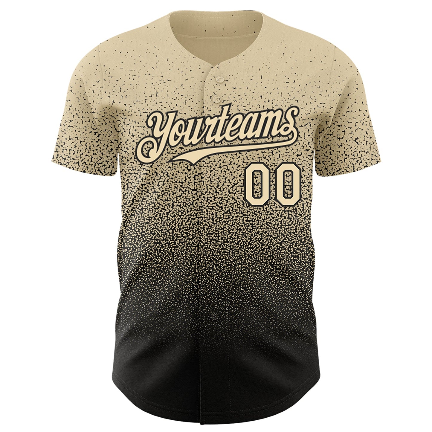 Custom Cream Black Authentic Fade Fashion Baseball Jersey view 2