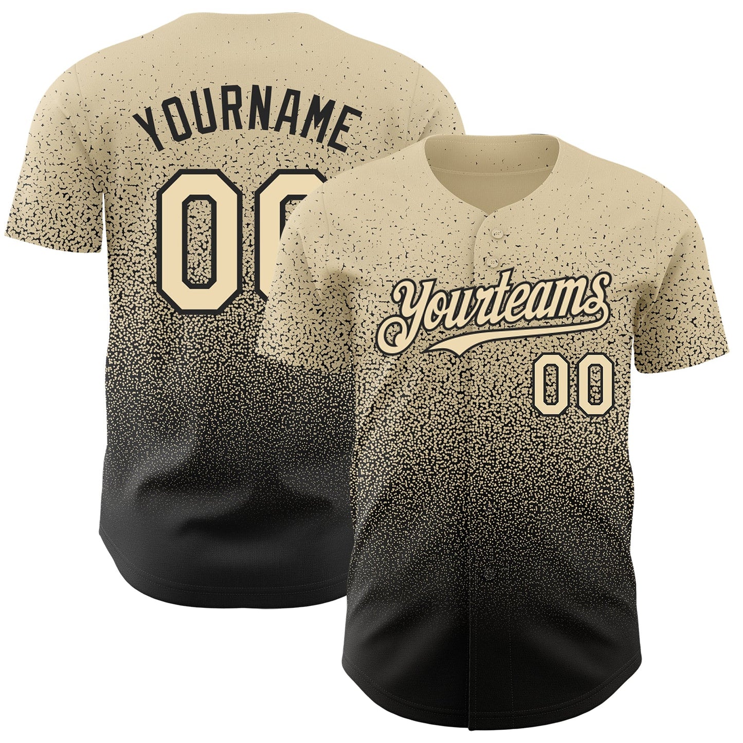 Custom Cream Black Authentic Fade Fashion Baseball Jersey - Main View
