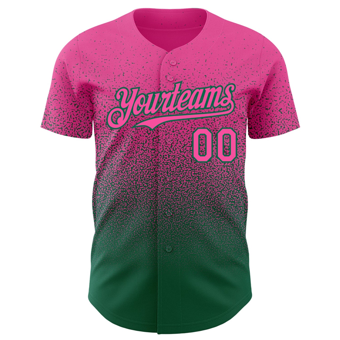 Custom Pink Kelly Green Authentic Fade Fashion Baseball Jersey view 2