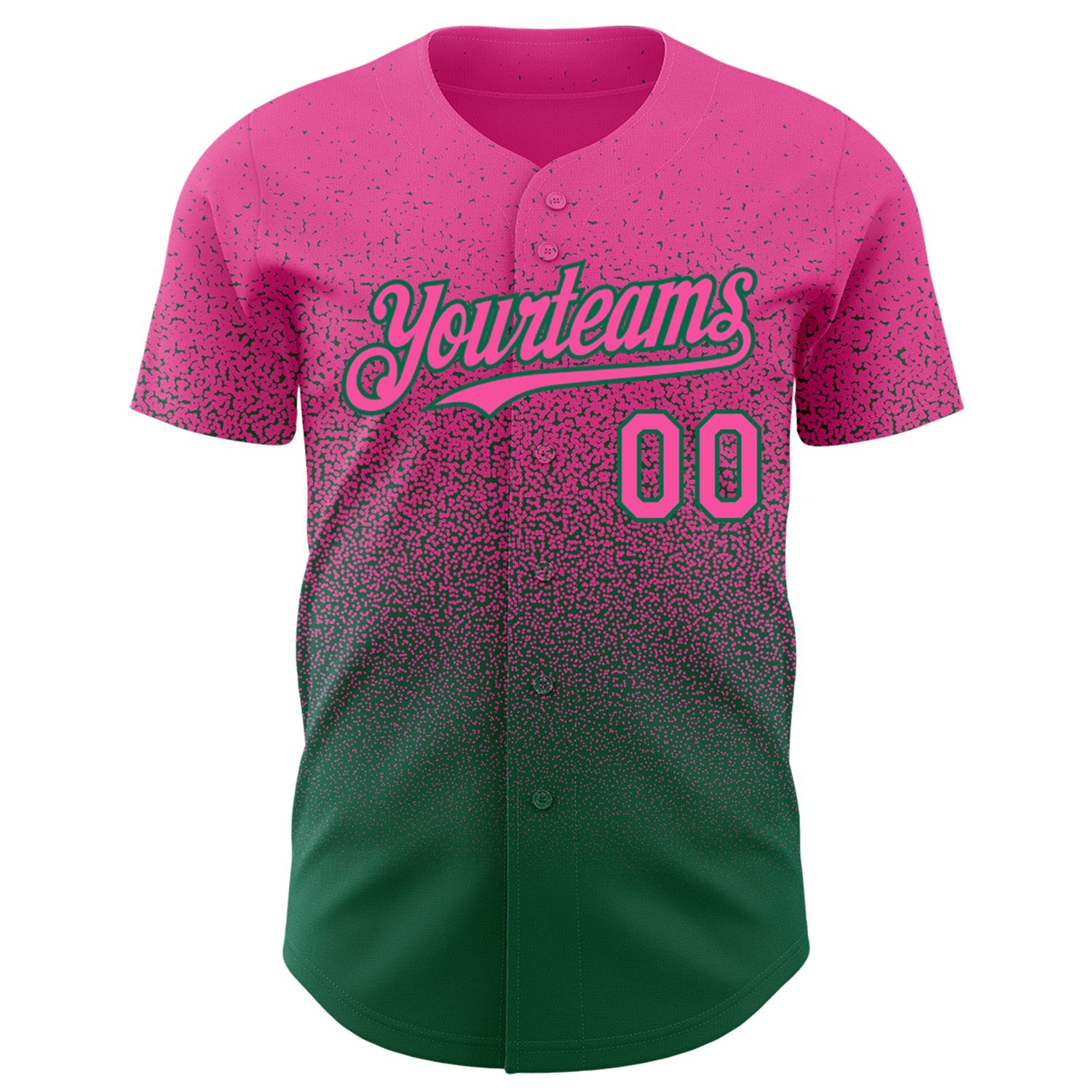 Custom Pink Kelly Green Authentic Fade Fashion Baseball Jersey view 2