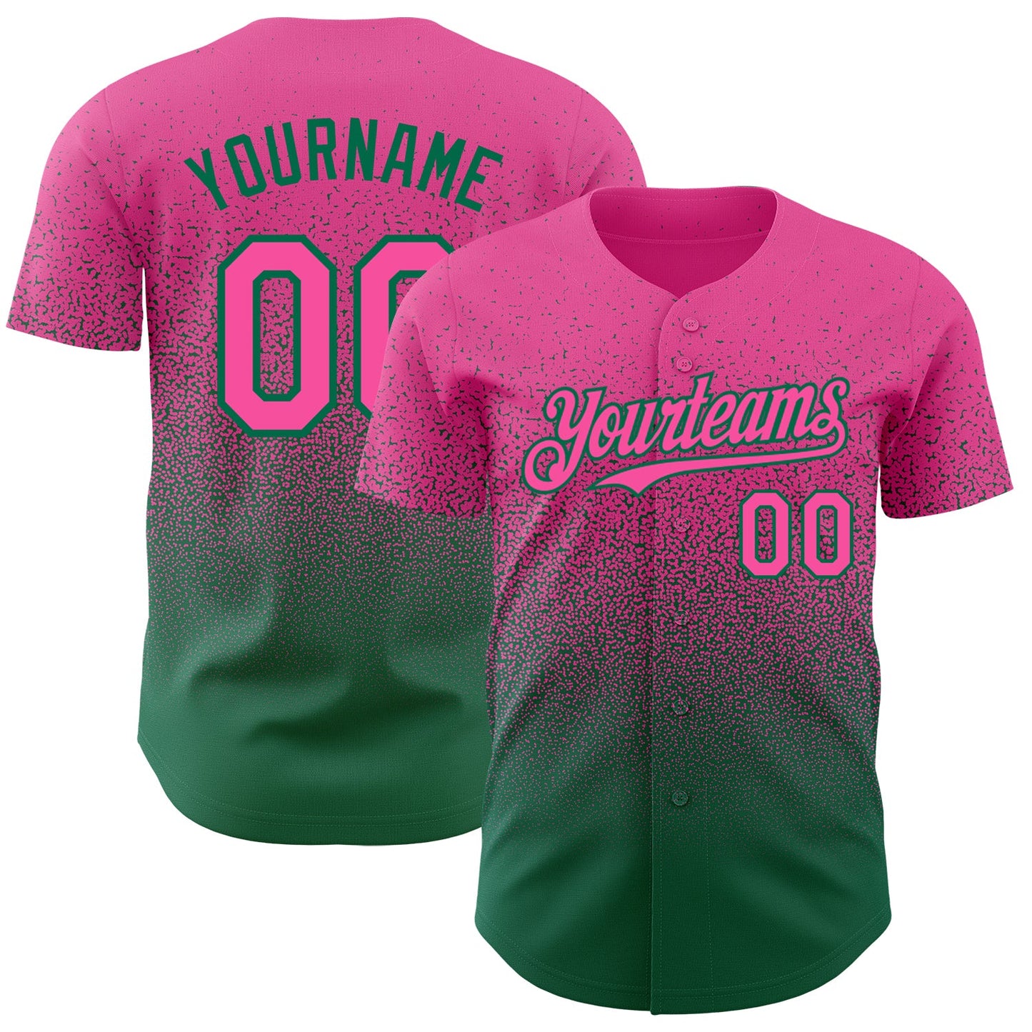 Custom Pink Kelly Green Authentic Fade Fashion Baseball Jersey - Main View