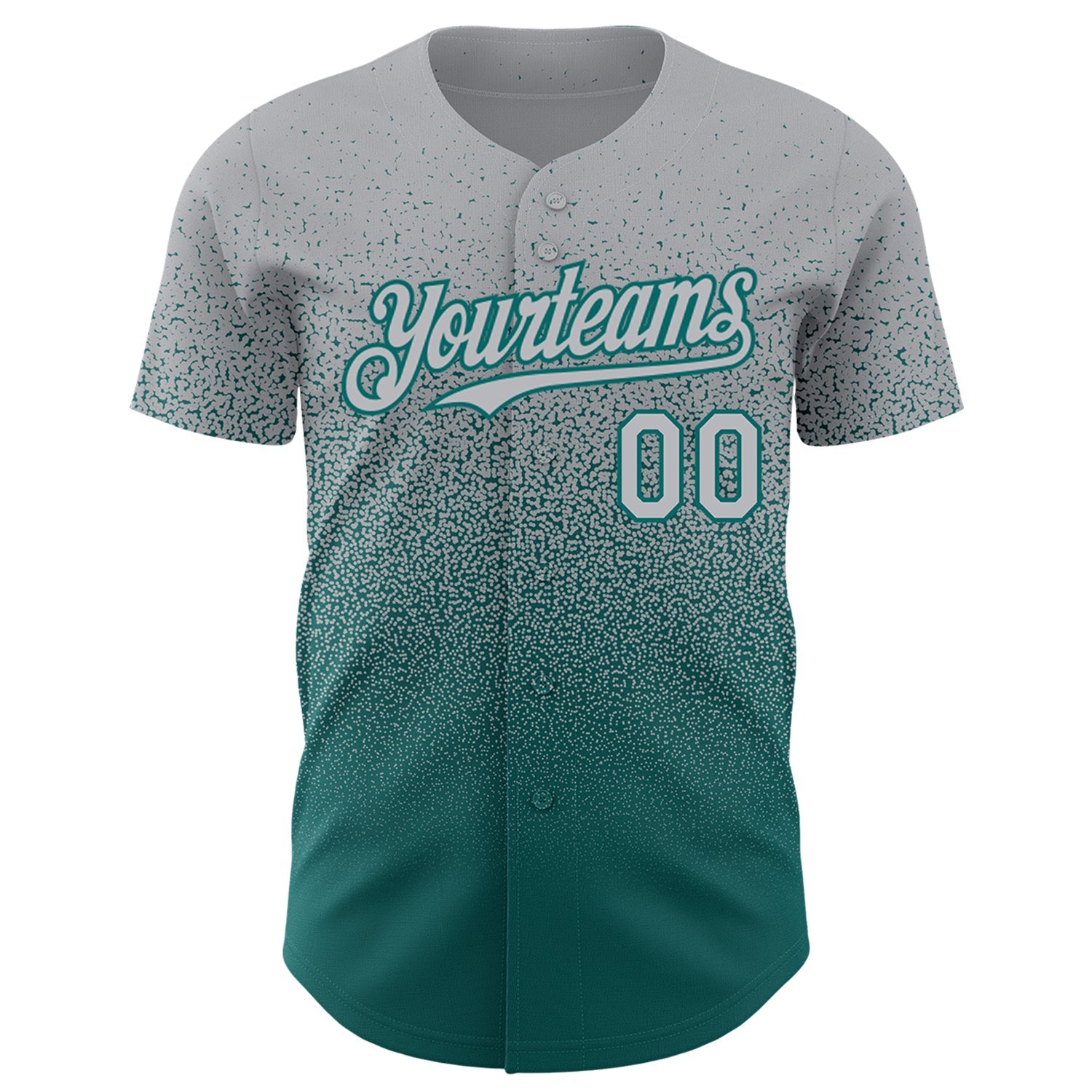 Custom Gray Teal Authentic Fade Fashion Baseball Jersey view 2