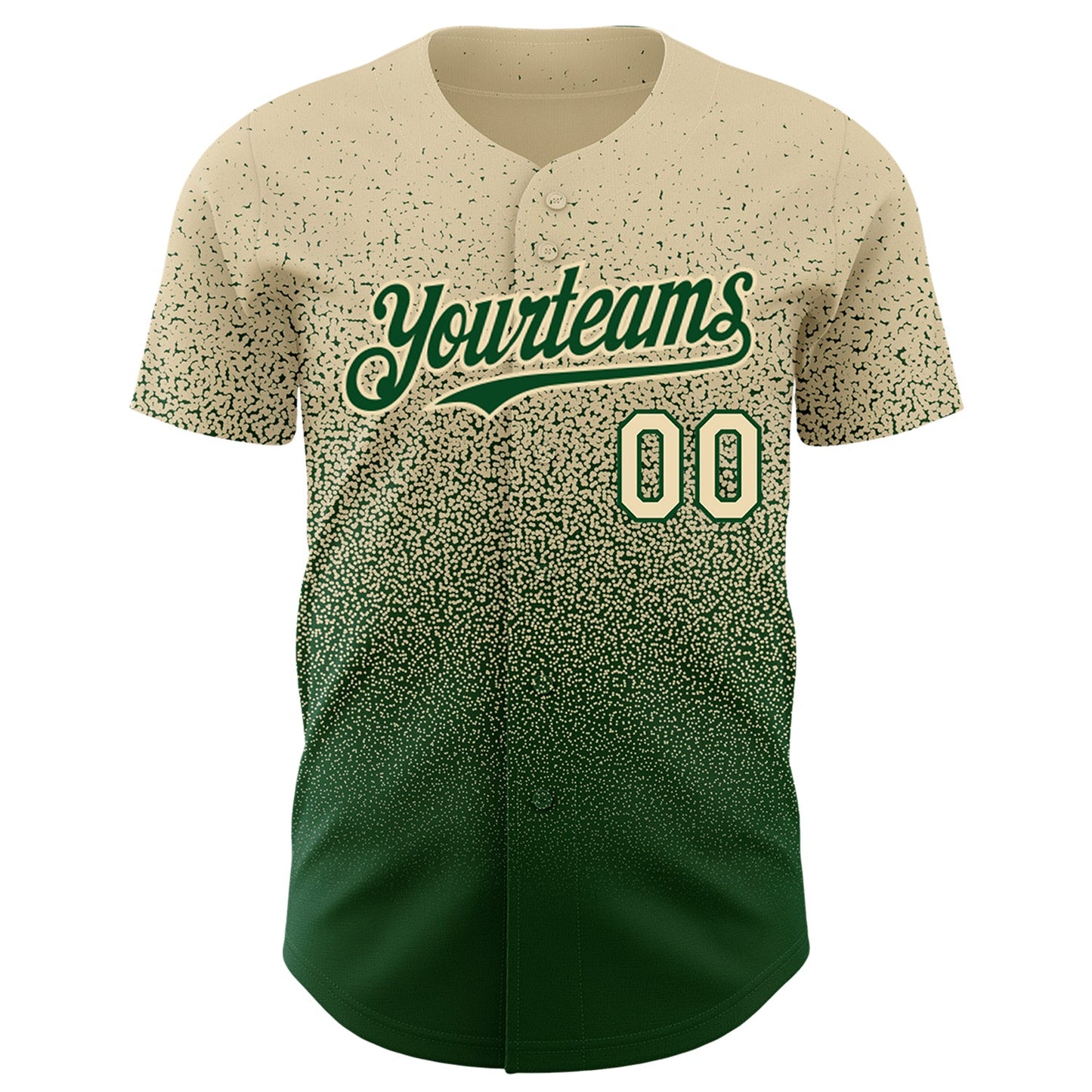 Custom Cream Green Authentic Fade Fashion Baseball Jersey view 2