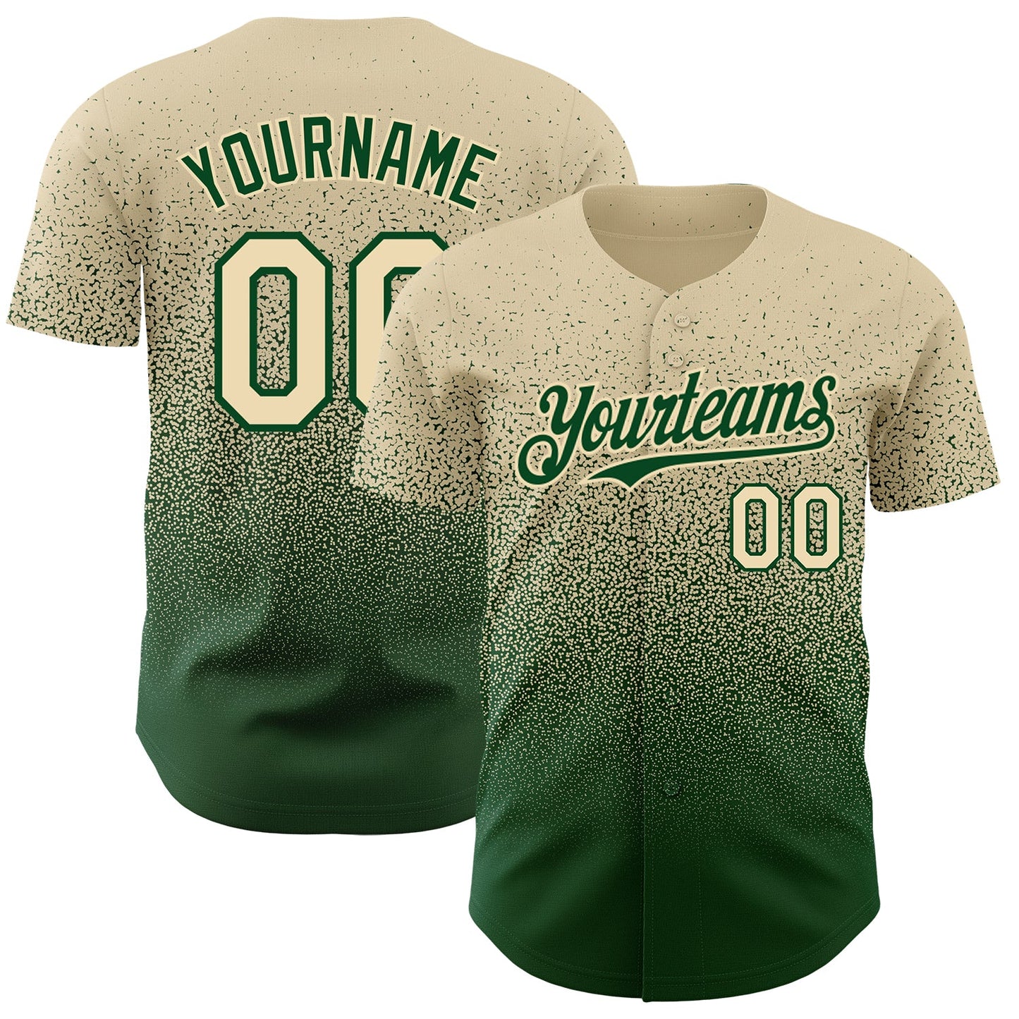 Custom Cream Green Authentic Fade Fashion Baseball Jersey - Main View