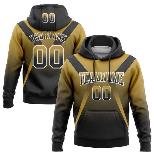 Custom Stitched Old Gold Black-White Fade Fashion Arrow Sports Pullover Sweatshirt Hoodie - Main View