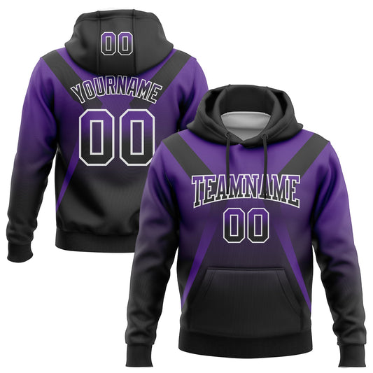 Custom Stitched Purple Black-White Fade Fashion Arrow Sports Pullover Sweatshirt Hoodie - Main View