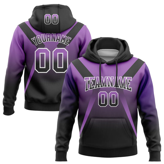 Custom Stitched Medium Purple Black-White Fade Fashion Arrow Sports Pullover Sweatshirt Hoodie - Main View