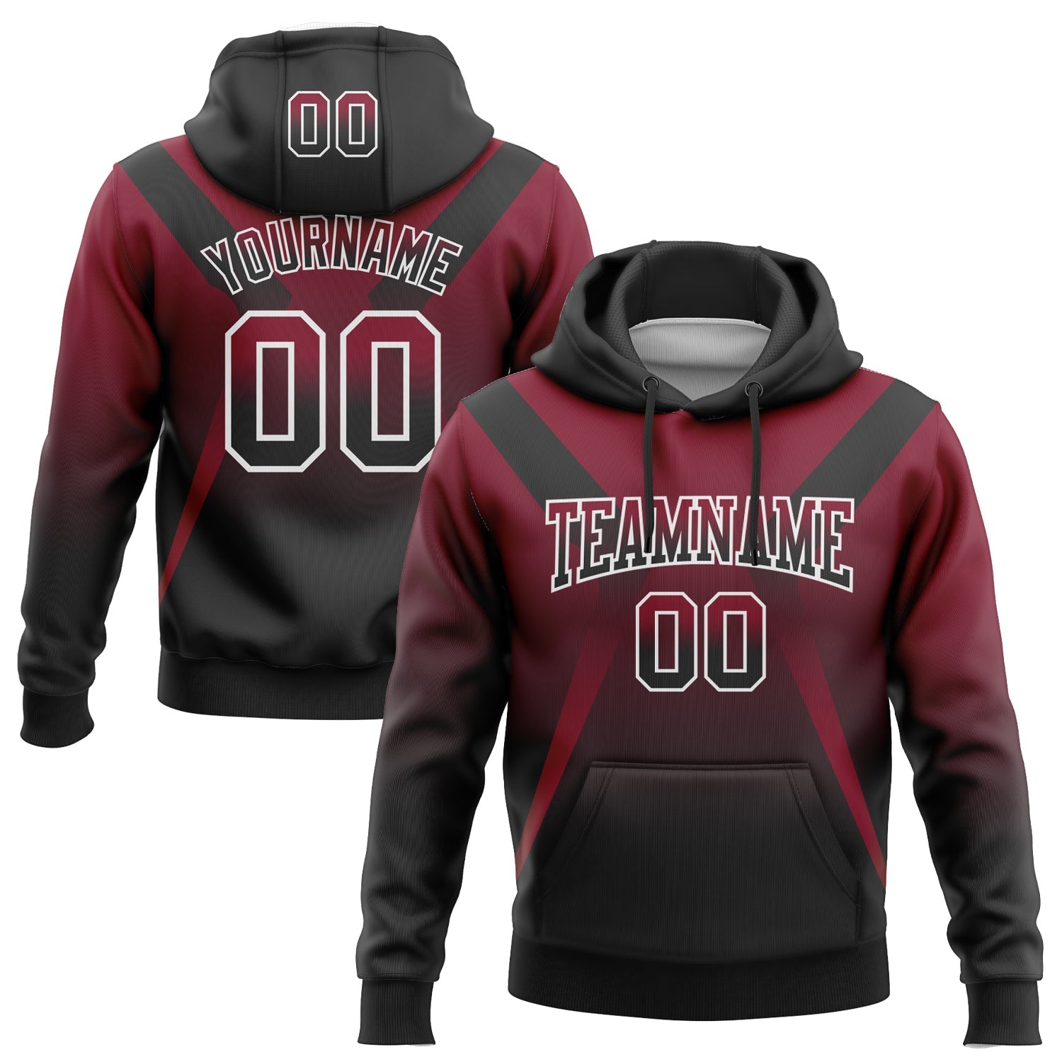 Custom Stitched Crimson Black-White Fade Fashion Arrow Sports Pullover Sweatshirt Hoodie - Main View