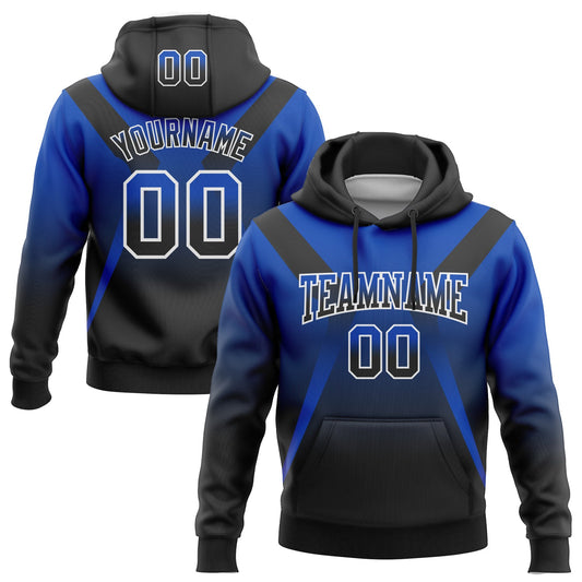 Custom Stitched Thunder Blue Black-White Fade Fashion Arrow Sports Pullover Sweatshirt Hoodie - Main View